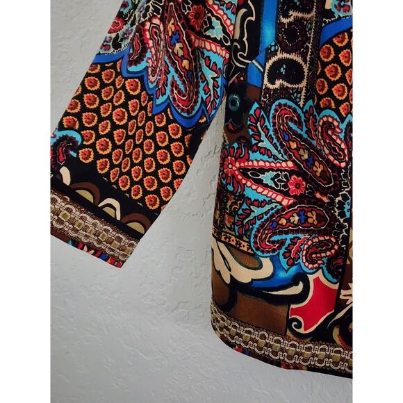 Jacket/Top-Joan Rivers-Brown-Blue-Red-3/4 Length Sleeves-Size X-SMALL - Picture 3 of 16